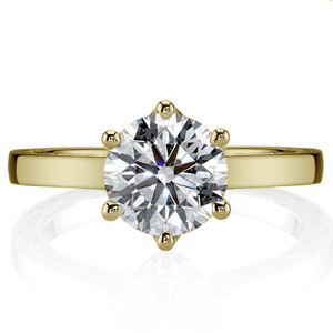 Round Cut Engagement <b>Ring</b> 18k White Gold Six-prong Trellis Solitaire <b>Ring</b> With <b>Plain</b> Shank & Vine Design Engagement <b>Ring</b> - Product Image 5
