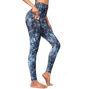 Legging de sport taille haute pour femme, pantalon long coloré avec effet push-up, en tissu tricoté sublimé - Product Image 3