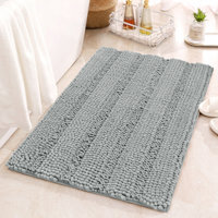 Customised Solid Polyester Bathroom Rugs Water Absorption Shaggy Latex Back Non Slip Toilet Bathroom Floor Mats Chenille <b>Bath</b> - Product Image 3