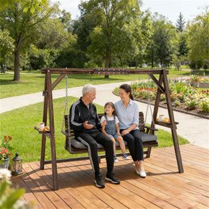 Dondolo da Giardino Marrone Carbonizzato per Piscina e Cortile - Ideale per Veranda e Terrazza - Product Image 1