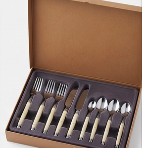 <b>Vintage</b> Flatware Set With Cream Resin Handles Mirror Polished Stainless Steel Spoon Fork Knife Dishwasher <b>Safe</b> Cutlery For Home - Product Image 6