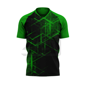T-shirt de sport à manches courtes, col en V, logo imprimé sur le devant, respirant, doux, léger, 100% coton, contrôle de l'humidité - Product Image 1