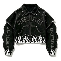 Ensemble survêtement homme personnalisé avec strass, 100% coton, qualité supérieure, veste et pantalon en jean avec strass, pour unisexe.