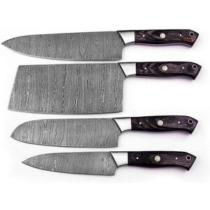 Ensemble de couteaux de cuisine de chasse en plein air en acier damas faits à la main personnalisé couteau utilitaire en acier inoxydable à lame fixe et manche en corne OEM - Product Image 1