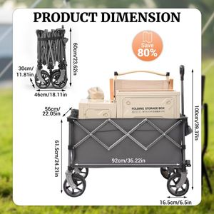 Carrello da Campeggio Pieghevole Portatile 400L, Carrello Pieghevole Resistente 450LB con Grandi Ruote, Carrello da Spiaggia Pieghevole di Grande Capacità - Product Image 1