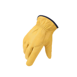 Gants de travail en cuir, texture lisse, antidérapants, avec poignet élastique, gants de sécurité polyvalents - Product Image 2