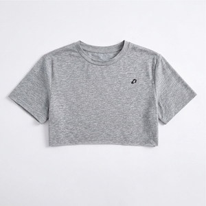 Women Crop <b>Top</b> Gray Short Sleeve Tee Custom Logo Summer Casual Apparel Women's Shirts 100% Cotton Blank Gym Cropped T-Shirt OEM - Product Image 3