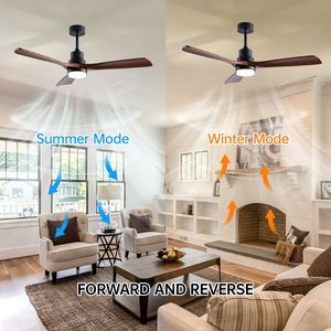 Ventilador de Techo de Madera de 52 Pulgadas con Luz y Control Remoto, Motor de CA para Interiores y Exteriores, 3 Aspas - Product Image 6