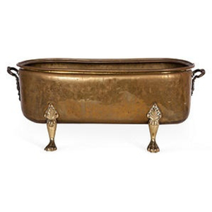 Jardinière vintage en laiton martelé avec anneau tête de lion et pieds à griffes pour décoration de jardin et maison en cuivre martelé - Product Image 5