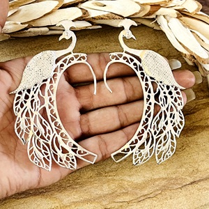 Hot Selling <b>Cuff</b> <b>Earrings</b> Tribal Brass Jewelry Women Silver Plated Animal Peacock Filigree <b>Ear</b> <b>Cuffs</b> <b>Earrings</b> Wholesale/OEM/ODM - Product Image 2