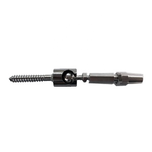 Raccord de câble réglable sans sertissage avec support en bois et tendeur hexagonal pour balustrades de pont et rampes - Product Image 1