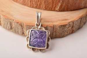 Pendentif de fiançailles vintage en argent sterling sculpté à la main avec tanzanite, bijou élégant et remarquable, cadeau d'anniversaire pour elle - Product Image 4