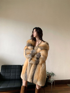 Manteau long en fausse fourrure pour femme avec ceinture, chaud, pour l'hiver, couleur unie, manches longues, coupe ample, rouge - Product Image 3