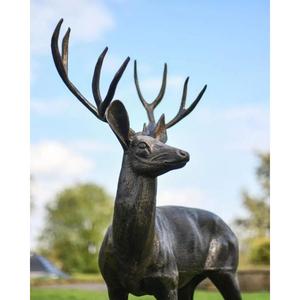 Sculpture de renne grande taille faite à la main, finition bronze, fournitures de jardin, design moderne, statue de cerf avec bois de cerf, décoration de Noël pour la maison - Product Image 3