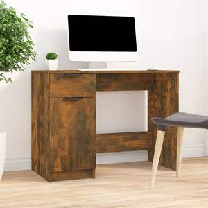Bureau d'ordinateur en bois d'ingénierie de chêne fumé de 39,4 x 19,7 po, design élégant et stylé - Product Image 1