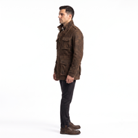 Veste Safari Homme Premium Personnalisée en Cuir de Veau Véritable 1,0 mm, Respirante, Coupe-Vent, Style Vintage, Manteau de Chasse Convertible