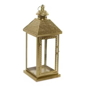 Lantern Square Chrome Silver Stainless Steel <b>Glass</b> <b>Candle</b> <b>Holder</b> Braided Handle Home Hotel Lighting Decor Table Top Lantern - Product Image 3