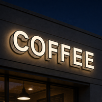 Letras de Canal 3D Personalizadas, Letreros de Acero Inoxidable para Cafetería, Letreros Comerciales LED, Letrero Metálico Exterior con Logotipo