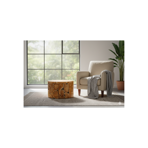 Mesa de Centro Artesanal de Raíz de Teca Rústica con Textura Natural de Teca, Mueble para Sala de Estar - Product Image 4