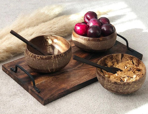 Eco2go-cuenco de cáscara de coco Natural para Vela, cuenco de ensalada de conchas de coco con Logo láser grabado, hecho en Vietnam - Product Image 4