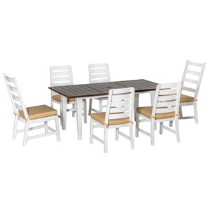 Set da Pranzo da Esterno Girevole in Alluminio a 7 Pezzi con Foro per Ombrellone e 6 Sedie con Cuscini per Giardino e Cortile - Product Image 1
