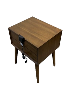 Table de chevet moderne du milieu du siècle à 2 tiroirs avec port USB Table de chevet en bois à côté des meubles de chambre à coucher pour l'hôtel ou la maison - Product Image 3