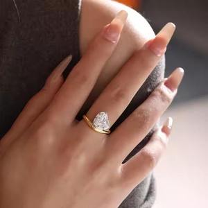 Two Tone 2.5 CT Trendy Heart Cut Bezel Set <b>Solitaire</b> Cubic Zirconia Engagement <b>Ring</b> 925 Sterling <b>Silver</b> Wedding Anniversary Gift - Product Image 2