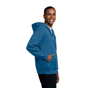 Sudadera con Capucha Azul para Hombre, Cierre de Cremallera, Corte Regular, Felpa, Color Sólido, Estilo Casual, para Otoño - Product Image 6