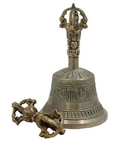 Campana Budista Dorje de Bronce, Símbolo Budista Tibetano para Meditación, Campana de Oración Moldeada, Ecológica y Duradera, con Diseño Tradicional - Product Image 1