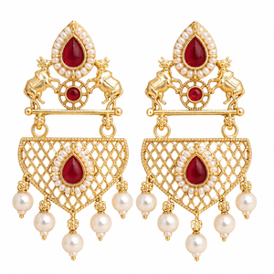 Fast Shipping Classic <b>Oxidized</b> Silver Gold Plated Ethnic Pearl Dangle Drop Women's Earrings Bulk Supplier Direct Factory - Product Image 2