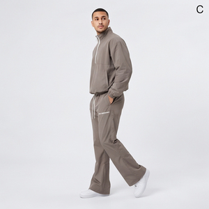 Survêtement unisexe léger coupe-vent 100 % nylon, pull à demi-zip et pantalon à cordon de serrage, imperméable, pour tenue décontractée - Product Image 4