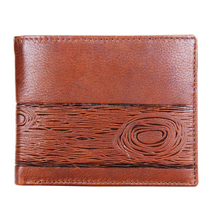 Cartera de hombre de piel auténtica de diseñador con logotipo personalizado al por mayor, monedero corto en relieve de poliéster con bloqueo RFID, OEM/ODM disponible - Product Image 1