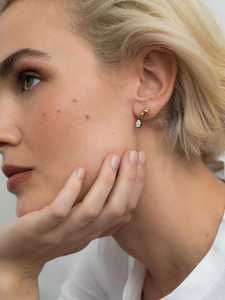 Pendientes de nudo con diamante cultivado en laboratorio de corte pera, solitario georgiano vintage, colgantes, de oro macizo de 14k y 18k, venta al por mayor del fabricante - Product Image 6