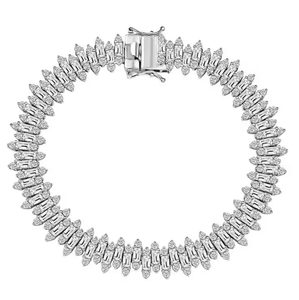 White Zircon Tennis Bracelet Rhodium Plated Brass Link <b>Bangle</b> Princess Cut Claw <b>Set</b> Jewelry for Women Gift - Product Image 1