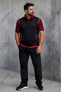 <b>Men's</b> Breathable Color Blocked <b>Vest</b> With Zipper Turn-down Collar Casual Outer Wear Red <b>Black</b> Blue Spring Regular Fit - Product Image 5