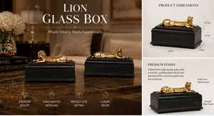 Black Glass Jewelry Storage Box with Gold Lion Figurine Lid Decorative Keepsake Organizer for Home Décor and Gifting - Product Image 4