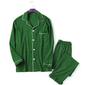 Ensemble de pyjama en satin de soie 100% pour femmes, respirant, uni, long, vêtements de nuit décontractés, deux pièces pour l'été, l'automne et l'hiver - Product Image 5
