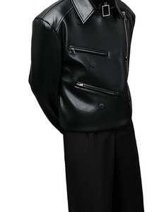 เสื้อแจ็คเก็ตหนัง PU สำหรับผู้ชายคอปกคอตั้งแขนยาวสำหรับฤดูใบไม้ผลิฤดูใบไม้ร่วง - Product Image 2