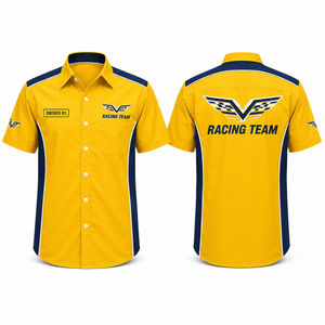 Camisa de Equipo de Carreras Personalizada, Uniforme de Mecánico, Ropa de Trabajo con Botones, Camisa de Manga Corta para Eventos de Carreras - Product Image 2