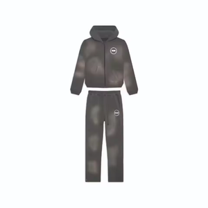 Ensemble de survêtement en molleton orange pour homme, sweat-shirt à capuche et pantalon de jogging, deux pièces, vêtements de sport d'hiver - Product Image 1