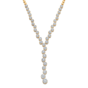 Luxury 18K <b>Solid</b> Gold Diamond Pendant <b>Necklace</b> Round Brilliant Cut Women's Wedding Jewelry - Product Image 1