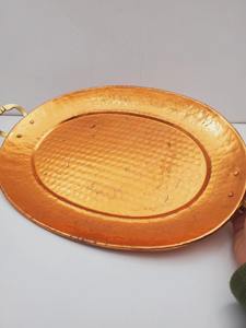 Plateau de service en cuivre au design martelé simple, idéal pour le petit-déjeuner, le thé, les collations et les réunions de famille. - Product Image 3