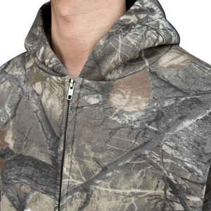 Unisex Oversized 100% French Terry Cotton Camo Zip up Boxy All Over Camouflage Real <b>Tree</b> DTG Custom Sweats Hunting Hoodie Men - Product Image 2