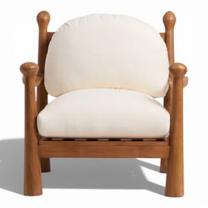 Sillón de Madera de Teca TainFurniture de Alta Calidad, Cojines Blancos Extraíbles, Sillón Ergonómico para Sala de Estar - Product Image 2