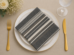 Blue Striped Cotton <b>Linen</b> Square Napkin Reusable Dinner <b>Table</b> 50x50cms Fade Resistant Machine Washable Home Wedding Restaurant - Product Image 1