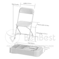 Dernier produit 45*45*80cm vente en gros noir blanc restaurant chaises pliantes pour événements dossier chaise en plastique