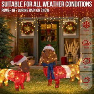 Set of 2 Lit Dachshund Dog Christmas Outdoor Decorations Pre-lit Holiday 115 Warm White <b>LED</b> Christmas <b>Ball</b> & Tree Ornaments Ind - Product Image 4