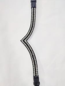 Diadema para Caballo de Cuero Italiano con Cristales Verdes Oscuros y Blancos en Forma de V, Accesorio Ecuestre Premium para Exhibición - Product Image 2