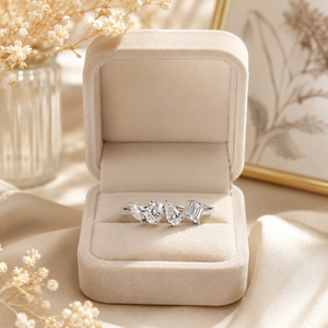 Anillo de Diamante Cultivado en Laboratorio Asimétrico Único |   Anillo de Diamantes de Corte Mixto en Oro Blanco de 18K, Joyería Fina para Promesa Nupcial, Regalo de Aniversario - Product Image 2
