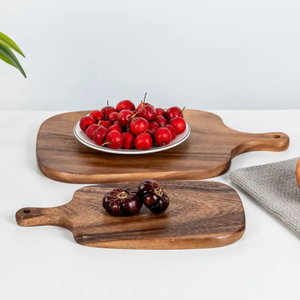 Planche à découper unique en bambou, forme rectangulaire avec poignée, finition bois naturel, bloc de découpe de cuisine, ensemble en une seule pièce - Product Image 3